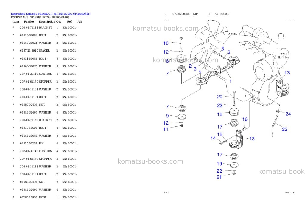 Komatsu pc400lc-7-m1 s/n 50001-up Parts catalog cover