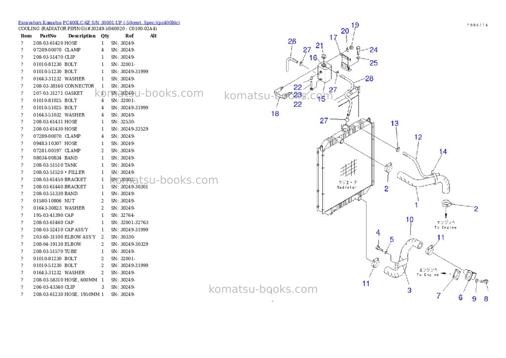 Komatsu PC400LC-6Z S/N 30001-UP (-50cent. Spec.) Parts catalog cover Page 4 Komatsu PC400LC-6Z S/N 30001-UP (-50cent. Spec.) Parts catalog cover Page 4