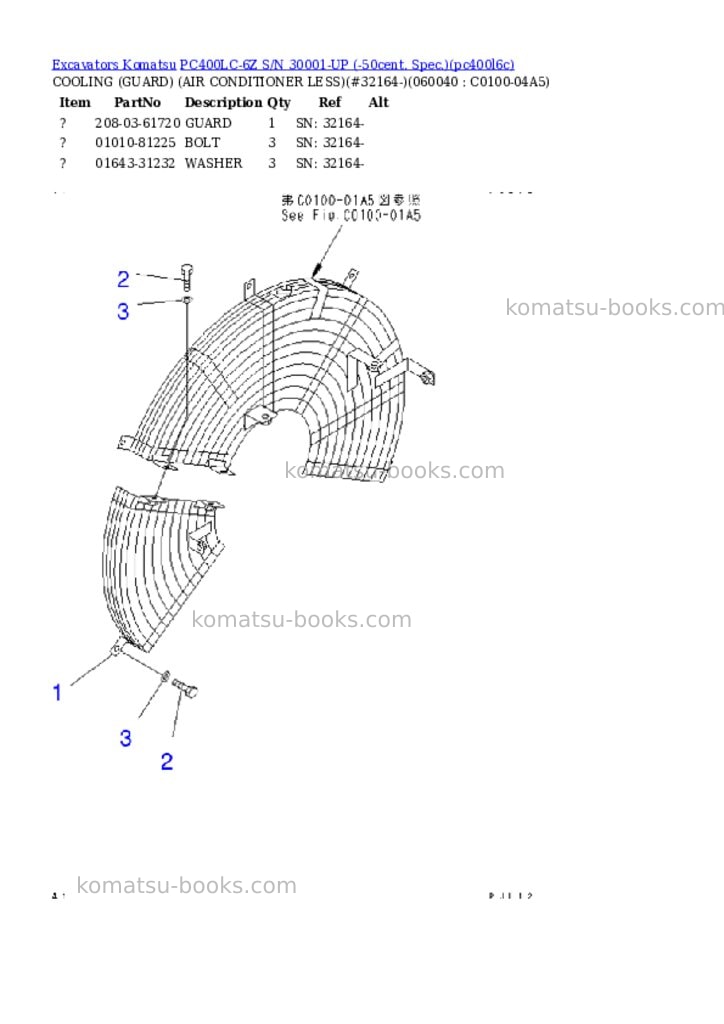 Komatsu PC400LC-6Z S/N 30001-UP (-50cent. Spec.) Parts catalog cover Page 6 Komatsu PC400LC-6Z S/N 30001-UP (-50cent. Spec.) Parts catalog cover Page 6