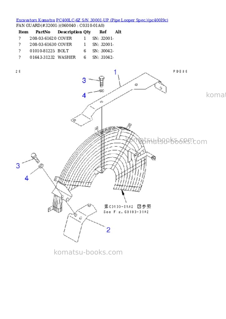 Komatsu PC400LC-6Z S/N 30001-UP (Pipe Looper Spec.) Parts catalog cover Page 5 Komatsu PC400LC-6Z S/N 30001-UP (Pipe Looper Spec.) Parts catalog cover Page 5