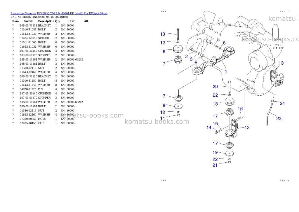 Komatsu pc400lc-7e0 s/n 60001-up ecot3, for eu Parts catalog cover Komatsu pc400lc-7e0 s/n 60001-up ecot3, for eu Parts catalog cover