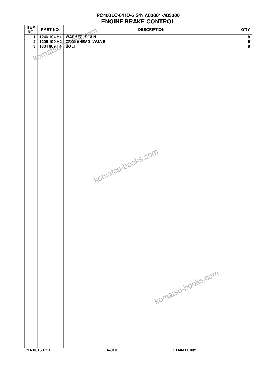 Komatsu pc400lc-6lc/hd-6lc s/n a80001-a83000 Parts catalog cover Page 10 Komatsu pc400lc-6lc/hd-6lc s/n a80001-a83000 Parts catalog cover Page 10