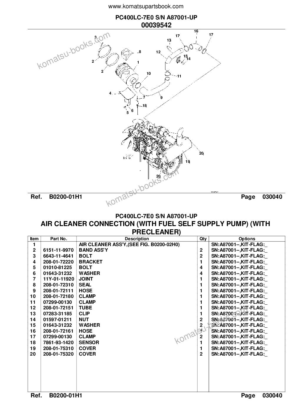 Komatsu pc400lc-7e0 s/n a87001-up Parts catalog cover Page 6 Komatsu pc400lc-7e0 s/n a87001-up Parts catalog cover Page 6