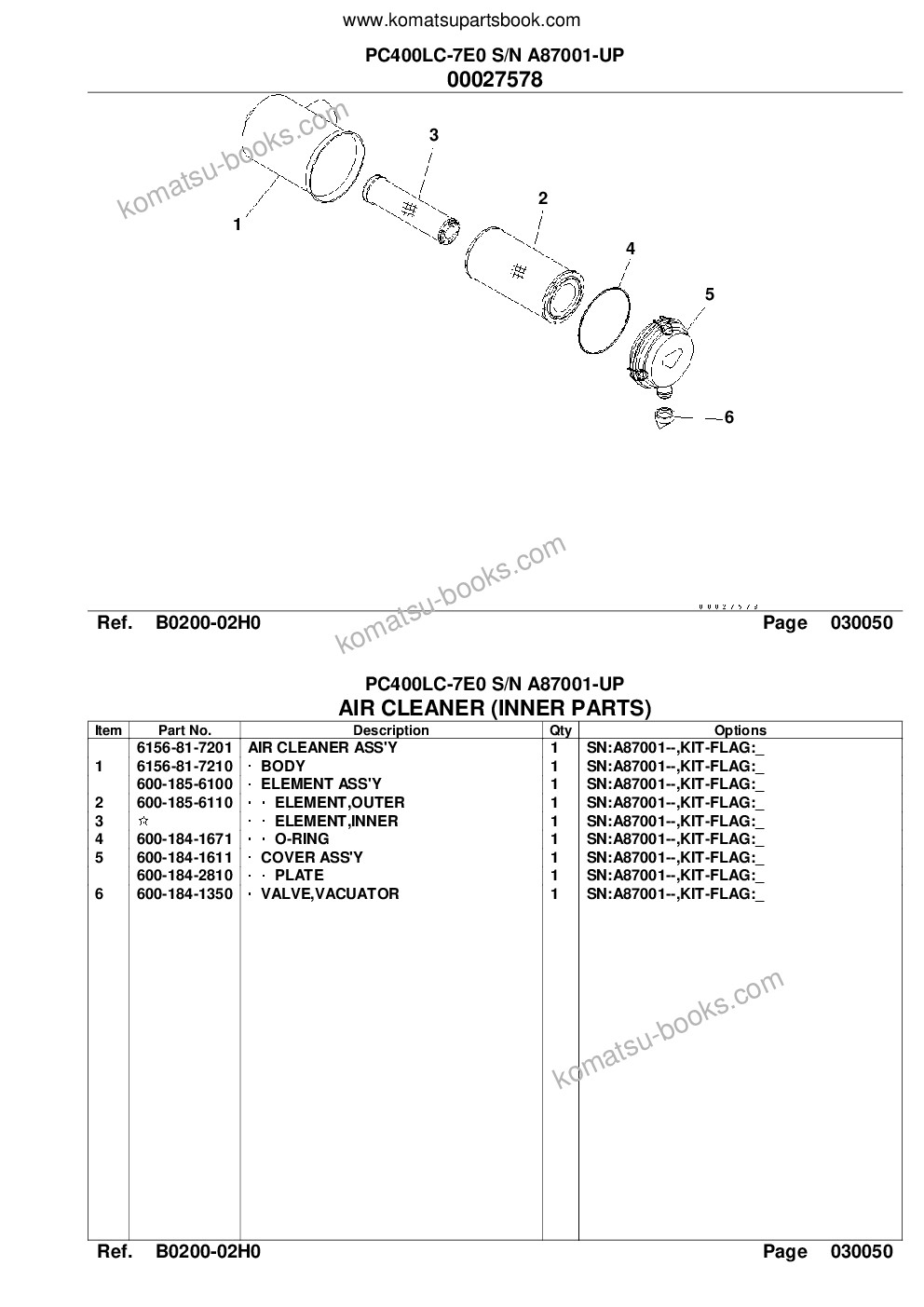 Komatsu pc400lc-7e0 s/n a87001-up Parts catalog cover Page 7 Komatsu pc400lc-7e0 s/n a87001-up Parts catalog cover Page 7