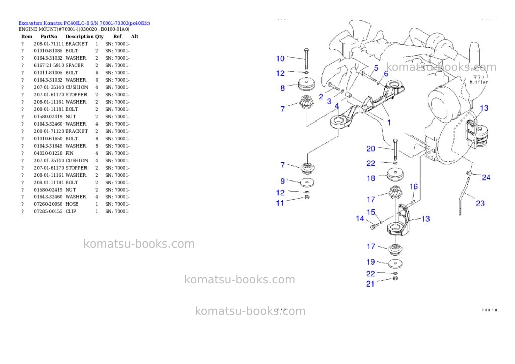 Komatsu pc400lc-8 s/n 70001-70003 Parts catalog cover Komatsu pc400lc-8 s/n 70001-70003 Parts catalog cover