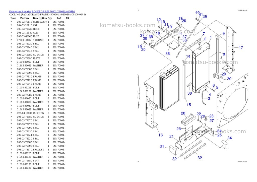 Komatsu pc400lc-8 s/n 70001-70003 Parts catalog cover Page 5 Komatsu pc400lc-8 s/n 70001-70003 Parts catalog cover Page 5