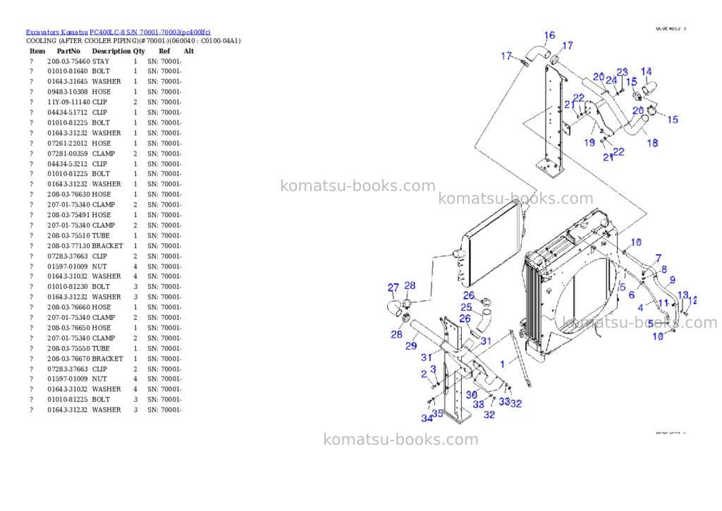 Komatsu pc400lc-8 s/n 70001-70003 Parts catalog cover Page 8 Komatsu pc400lc-8 s/n 70001-70003 Parts catalog cover Page 8