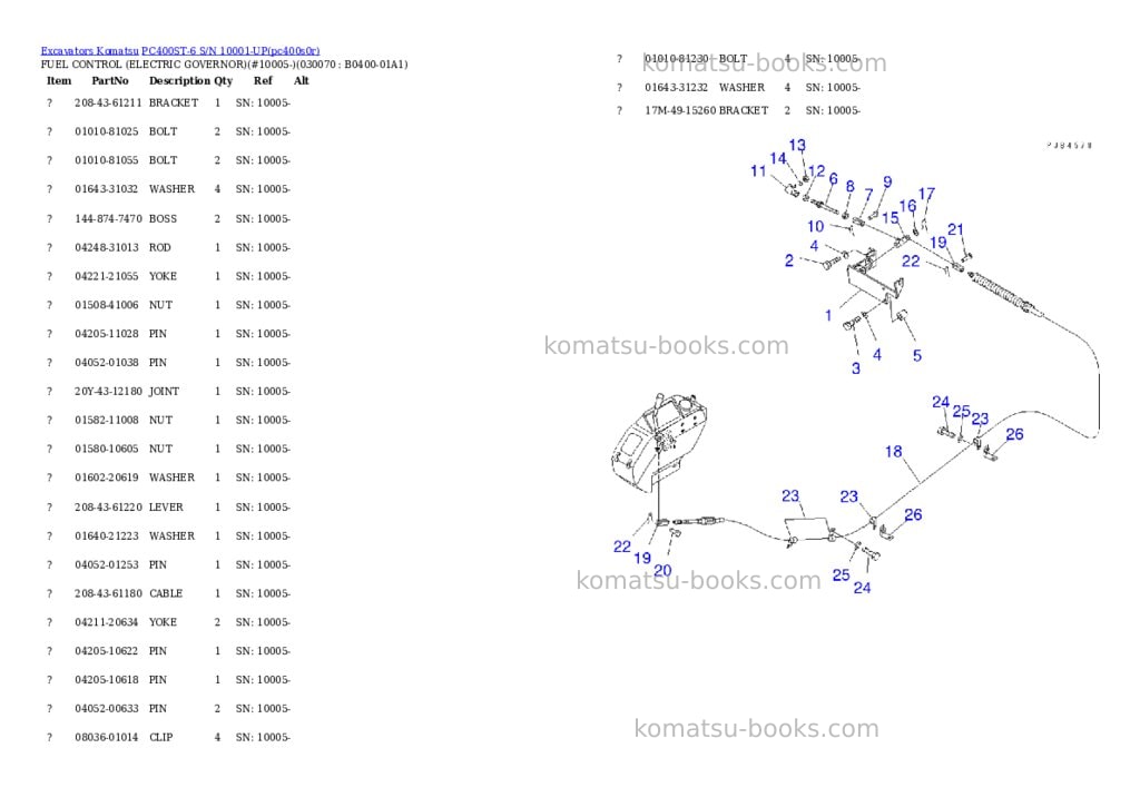 Komatsu pc400st-6 s/n 10001-up Parts catalog cover Page 6