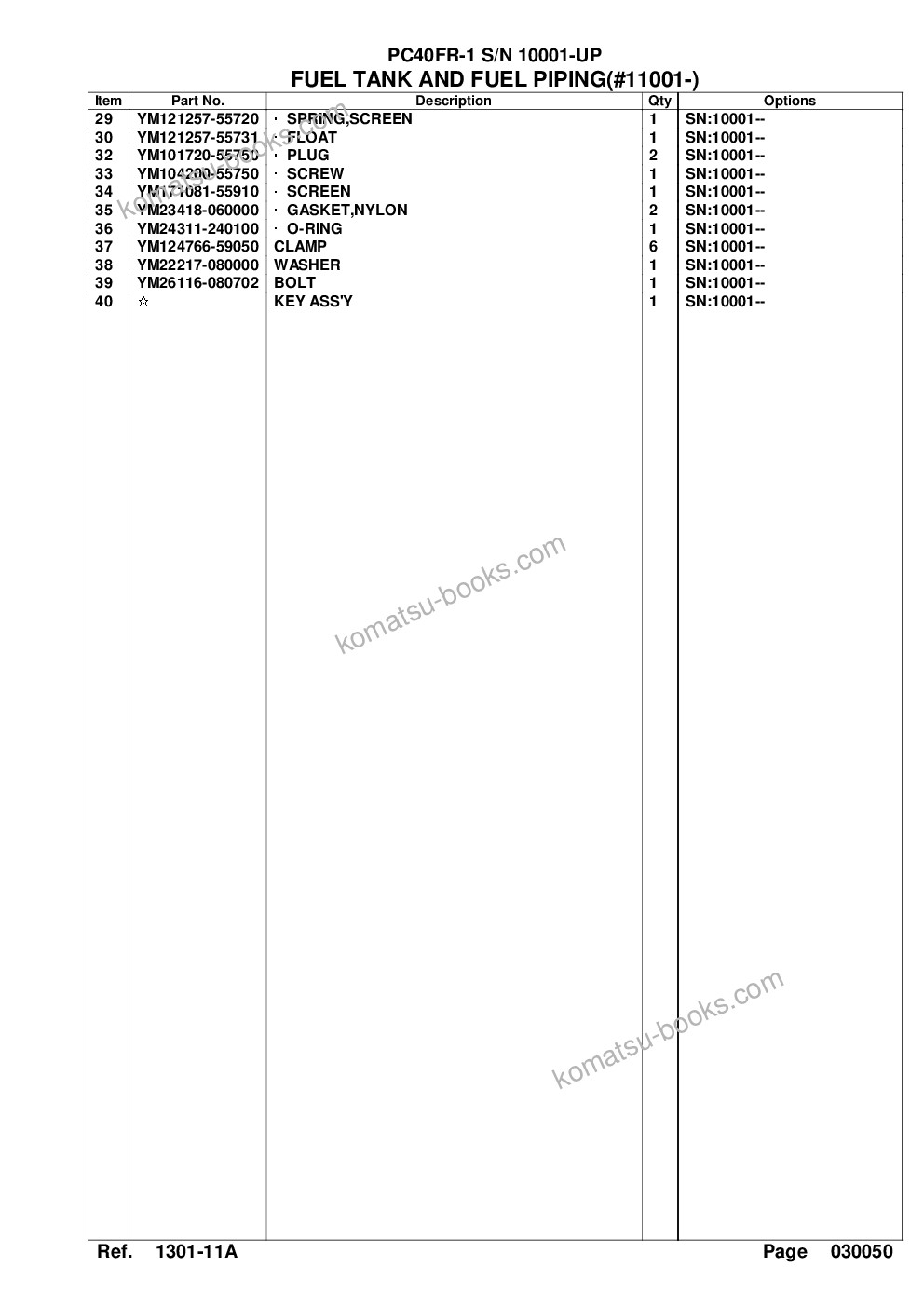 Komatsu pc40fr-1 s/n 10001-up Parts catalog cover Page 10 Komatsu pc40fr-1 s/n 10001-up Parts catalog cover Page 10