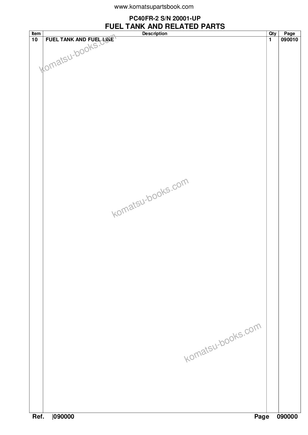 Komatsu pc40fr-2 s/n 20001-up Parts catalog cover Page 9
