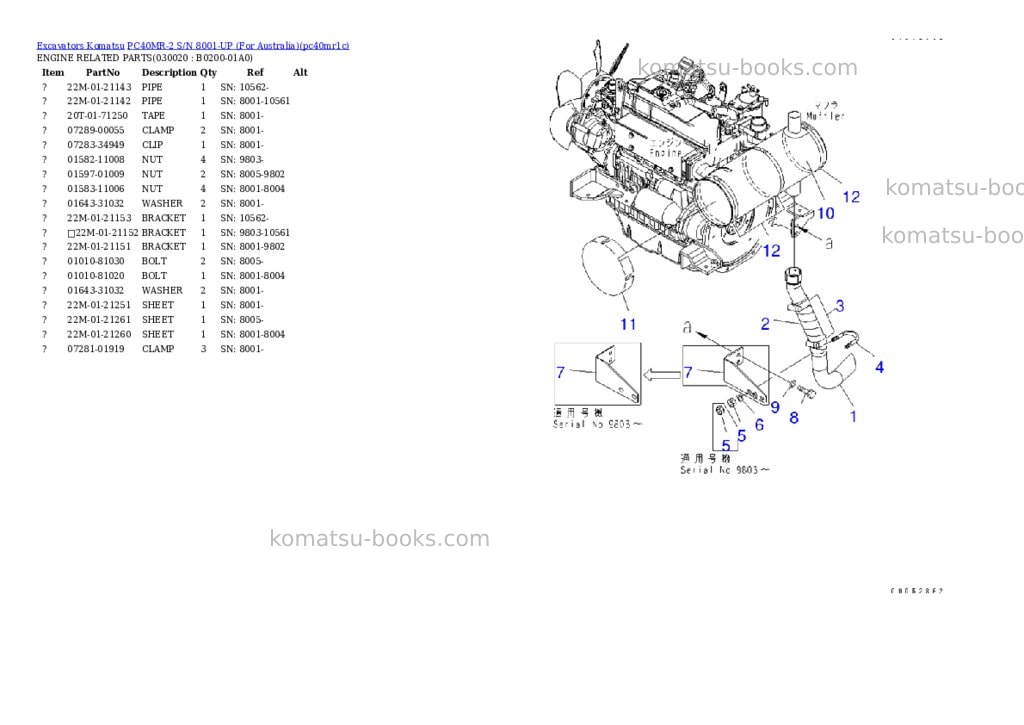 Komatsu PC40MR-2 S/N 8001-UP (For Australia) Parts catalog cover Komatsu PC40MR-2 S/N 8001-UP (For Australia) Parts catalog cover