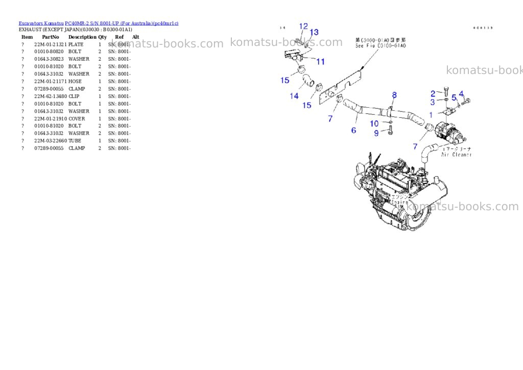 Komatsu PC40MR-2 S/N 8001-UP (For Australia) Parts catalog cover Page 2 Komatsu PC40MR-2 S/N 8001-UP (For Australia) Parts catalog cover Page 2