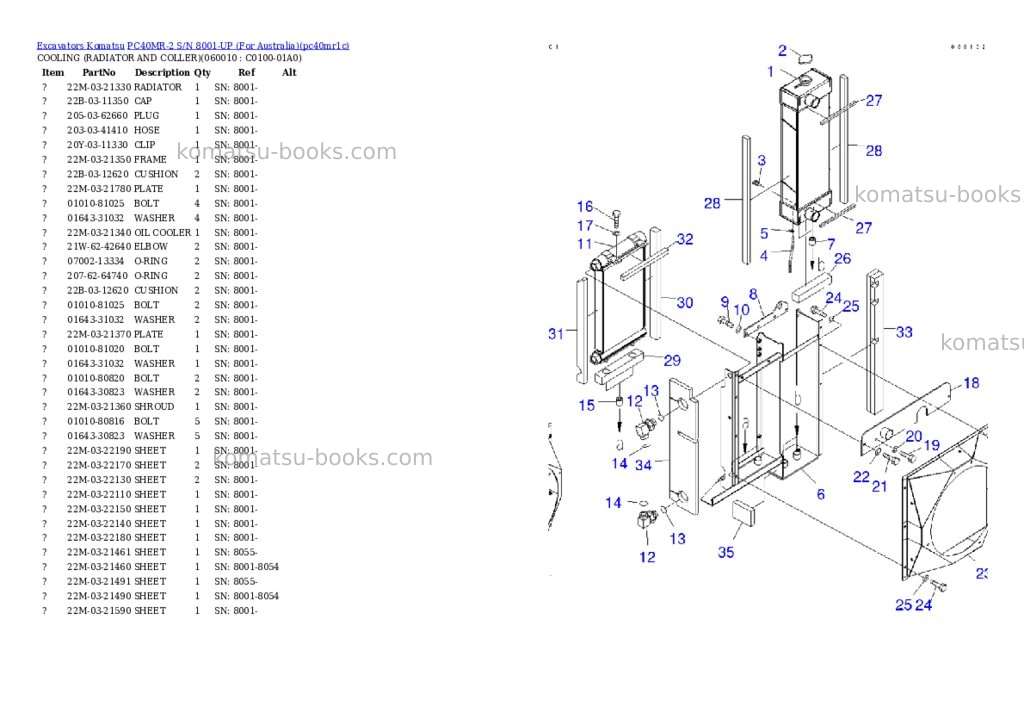 Komatsu PC40MR-2 S/N 8001-UP (For Australia) Parts catalog cover Page 4 Komatsu PC40MR-2 S/N 8001-UP (For Australia) Parts catalog cover Page 4