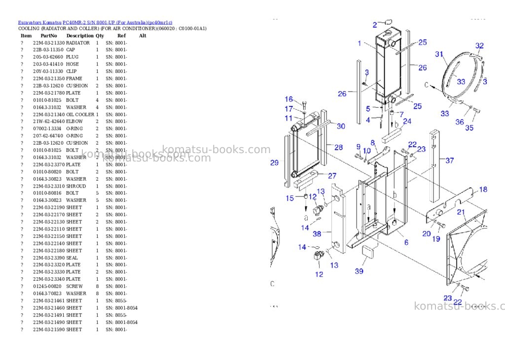 Komatsu PC40MR-2 S/N 8001-UP (For Australia) Parts catalog cover Page 5 Komatsu PC40MR-2 S/N 8001-UP (For Australia) Parts catalog cover Page 5