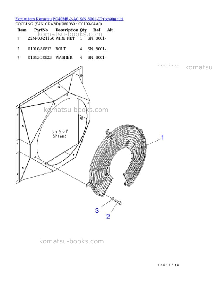 Komatsu pc40mr-2-ac s/n 8001-up Parts catalog cover Page 8