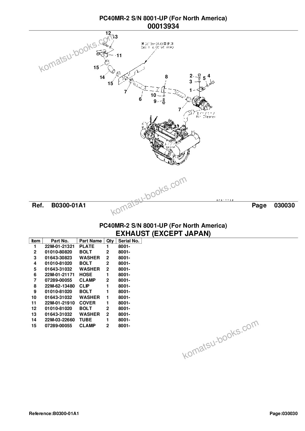 Komatsu PC40MR-2 S/N 8001-UP (For North America) Parts catalog cover Page 5 Komatsu PC40MR-2 S/N 8001-UP (For North America) Parts catalog cover Page 5