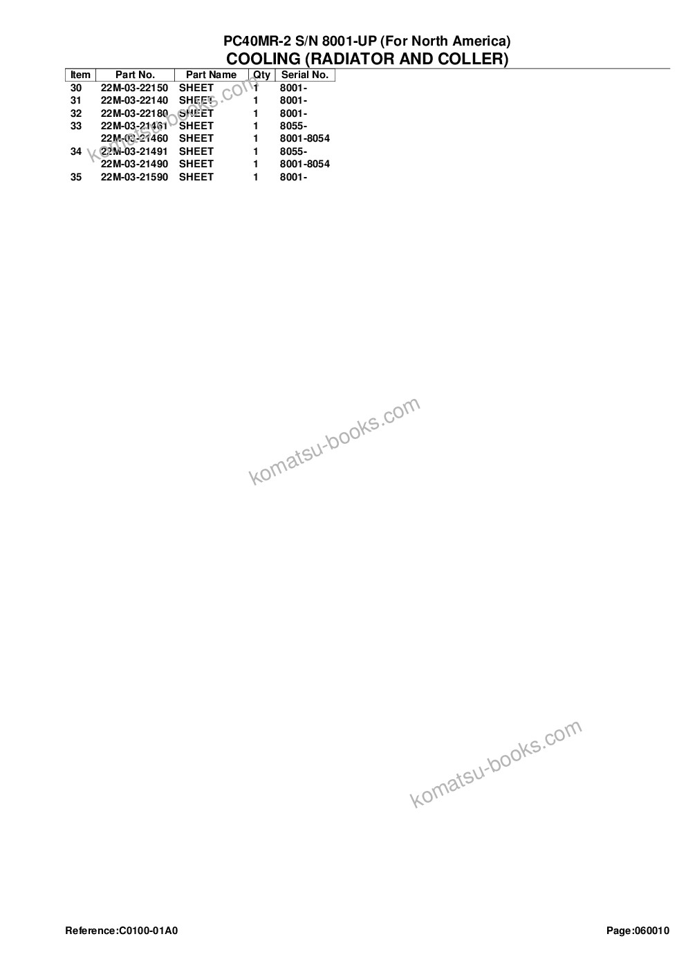 Komatsu PC40MR-2 S/N 8001-UP (For North America) Parts catalog cover Page 9 Komatsu PC40MR-2 S/N 8001-UP (For North America) Parts catalog cover Page 9