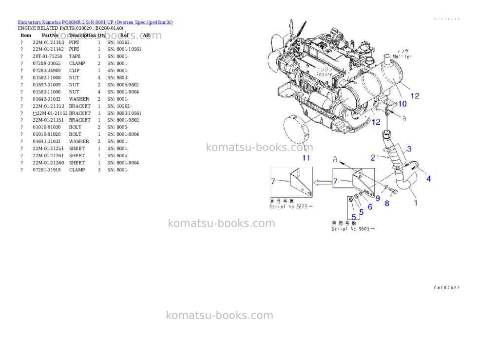 Komatsu PC40MR-2 S/N 8001-UP (Oversea Spec.) Parts catalog cover Komatsu PC40MR-2 S/N 8001-UP (Oversea Spec.) Parts catalog cover