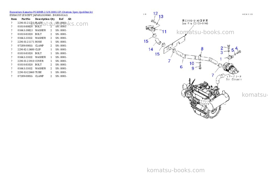 Komatsu PC40MR-2 S/N 8001-UP (Oversea Spec.) Parts catalog cover Page 3 Komatsu PC40MR-2 S/N 8001-UP (Oversea Spec.) Parts catalog cover Page 3