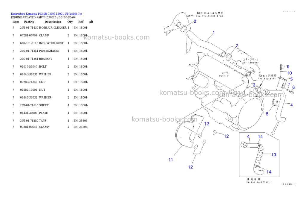 Komatsu pc40r-7 s/n 18001-up Parts catalog cover Komatsu pc40r-7 s/n 18001-up Parts catalog cover