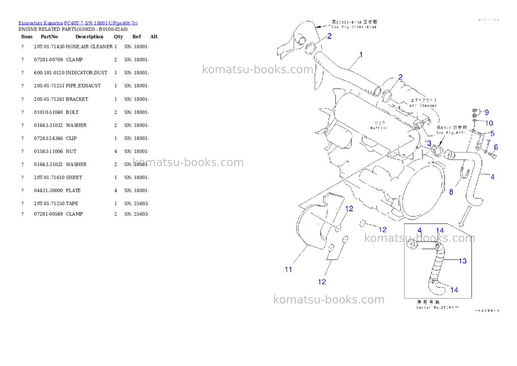 Komatsu pc40t-7 s/n 18001-up Parts catalog cover Komatsu pc40t-7 s/n 18001-up Parts catalog cover