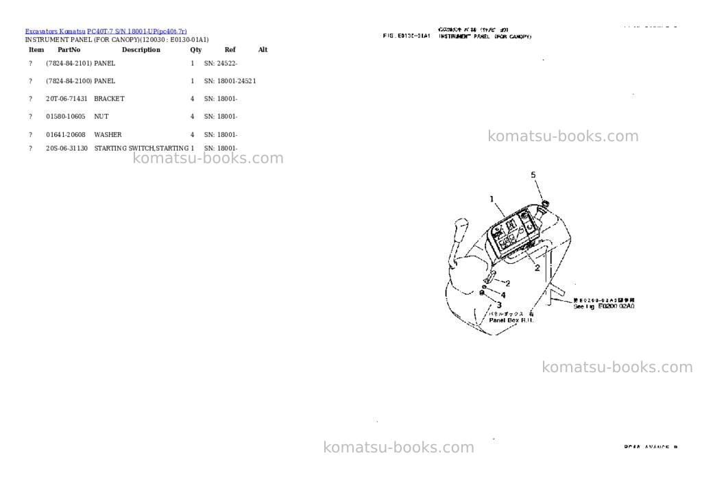 Komatsu pc40t-7 s/n 18001-up Parts catalog cover Page 10 Komatsu pc40t-7 s/n 18001-up Parts catalog cover Page 10