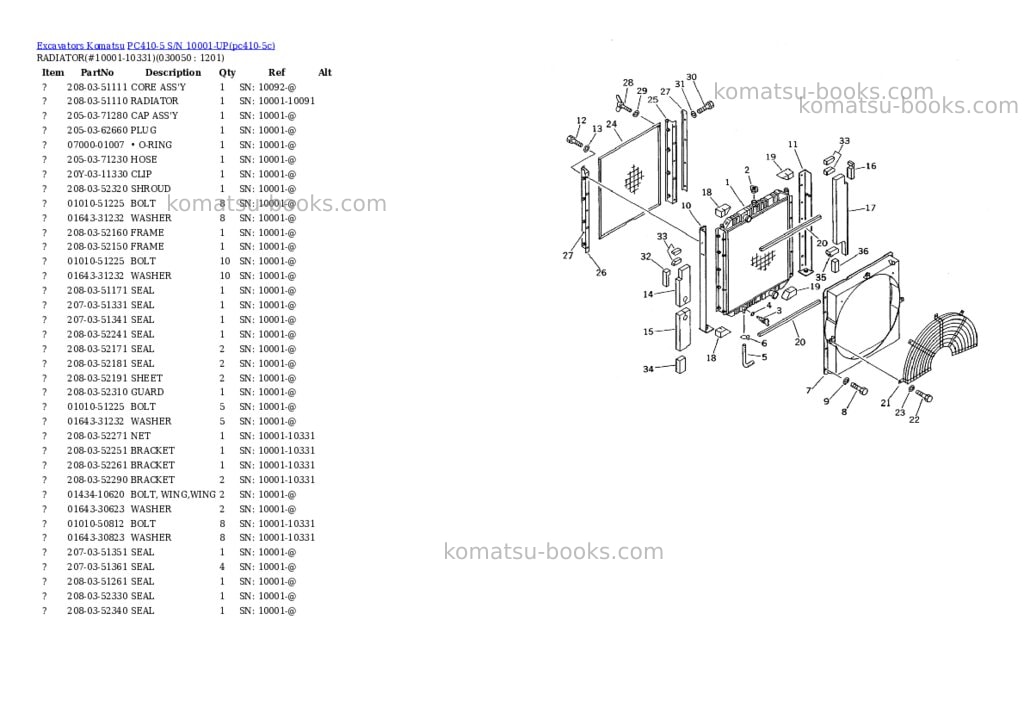 Komatsu pc410-5 s/n 10001-up Parts catalog cover Page 4 Komatsu pc410-5 s/n 10001-up Parts catalog cover Page 4