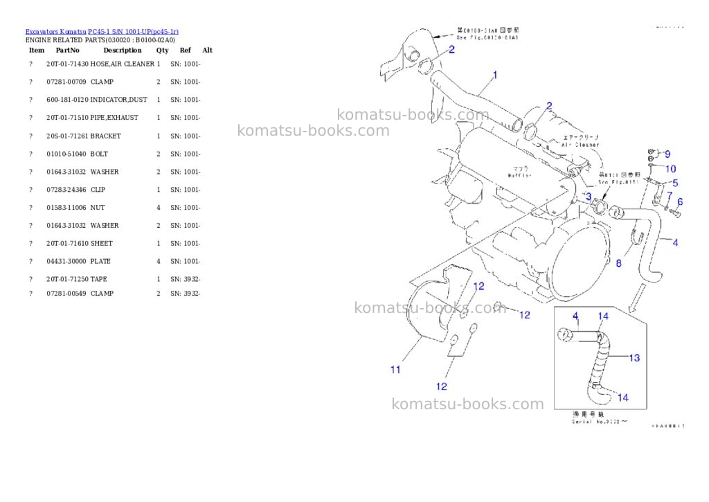 Komatsu pc45-1 s/n 1001-up Parts catalog cover Komatsu pc45-1 s/n 1001-up Parts catalog cover