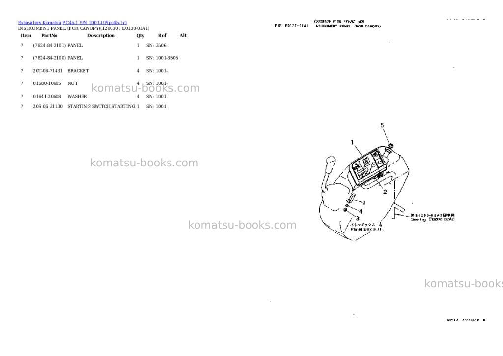 Komatsu pc45-1 s/n 1001-up Parts catalog cover Page 10 Komatsu pc45-1 s/n 1001-up Parts catalog cover Page 10