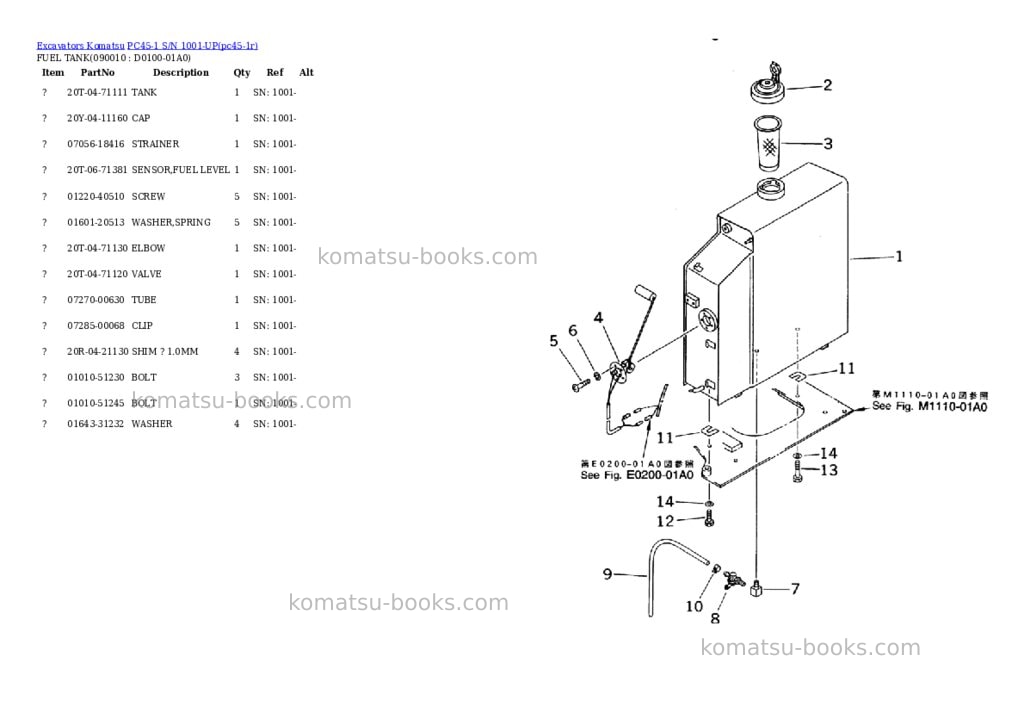 Komatsu pc45-1 s/n 1001-up Parts catalog cover Page 6 Komatsu pc45-1 s/n 1001-up Parts catalog cover Page 6
