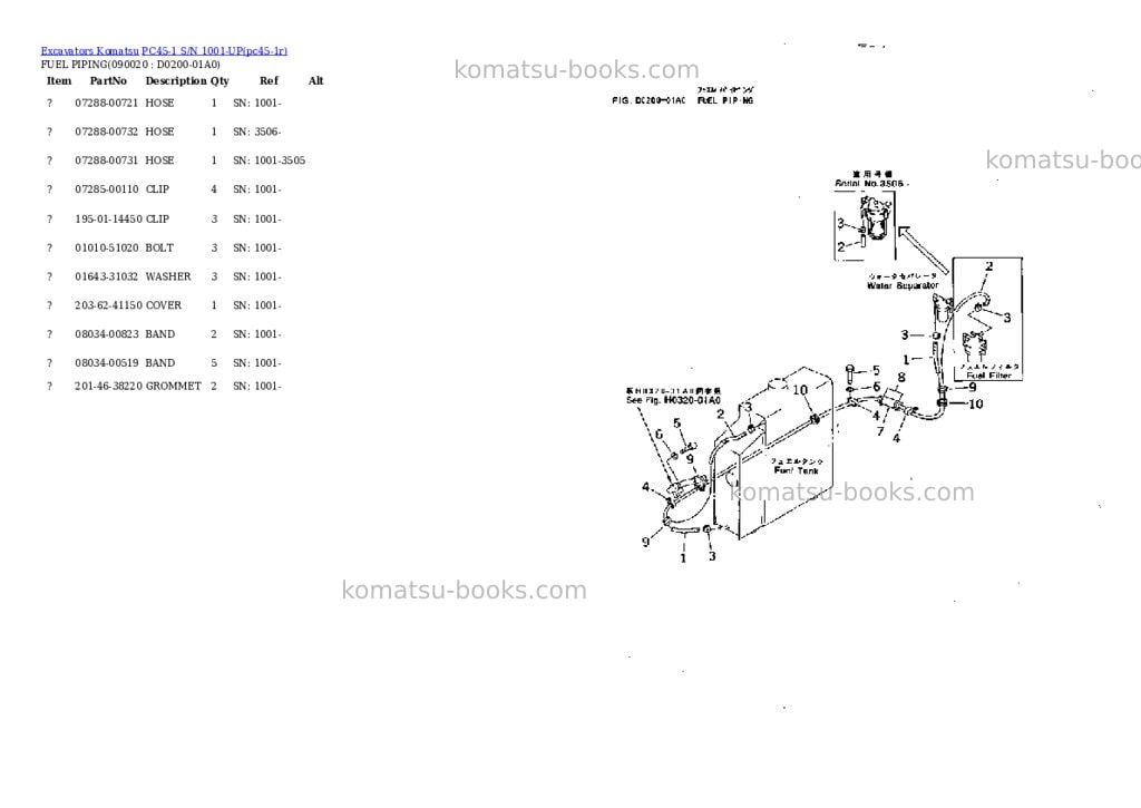 Komatsu pc45-1 s/n 1001-up Parts catalog cover Page 7 Komatsu pc45-1 s/n 1001-up Parts catalog cover Page 7