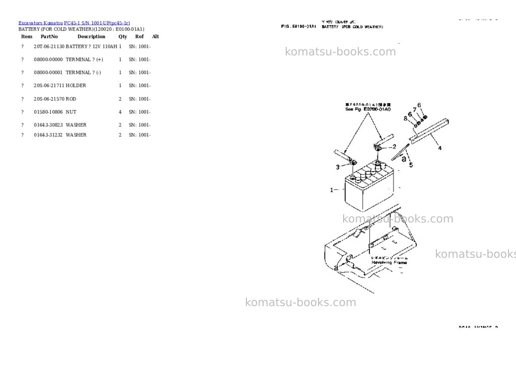 Komatsu pc45-1 s/n 1001-up Parts catalog cover Page 9 Komatsu pc45-1 s/n 1001-up Parts catalog cover Page 9