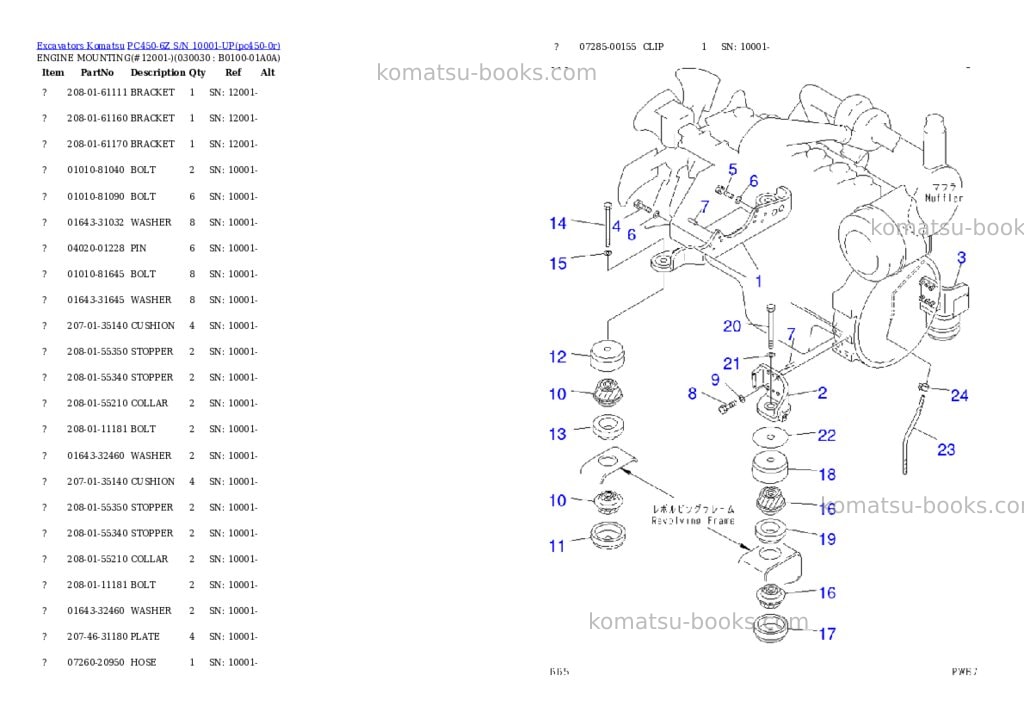 Komatsu pc450-6z s/n 10001-up Parts catalog cover Page 2 Komatsu pc450-6z s/n 10001-up Parts catalog cover Page 2