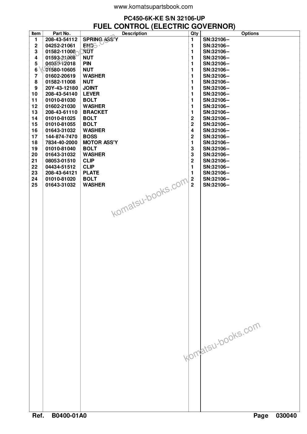 Komatsu pc450-6k-ke s/n 32106-up Parts catalog cover Page 10