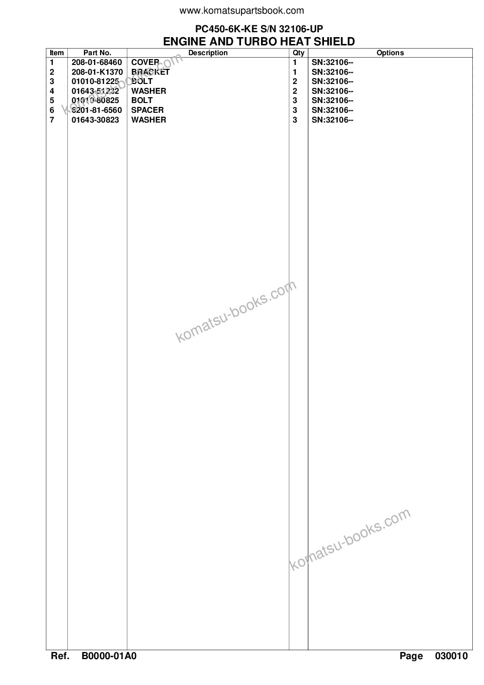 Komatsu pc450-6k-ke s/n 32106-up Parts catalog cover Page 4