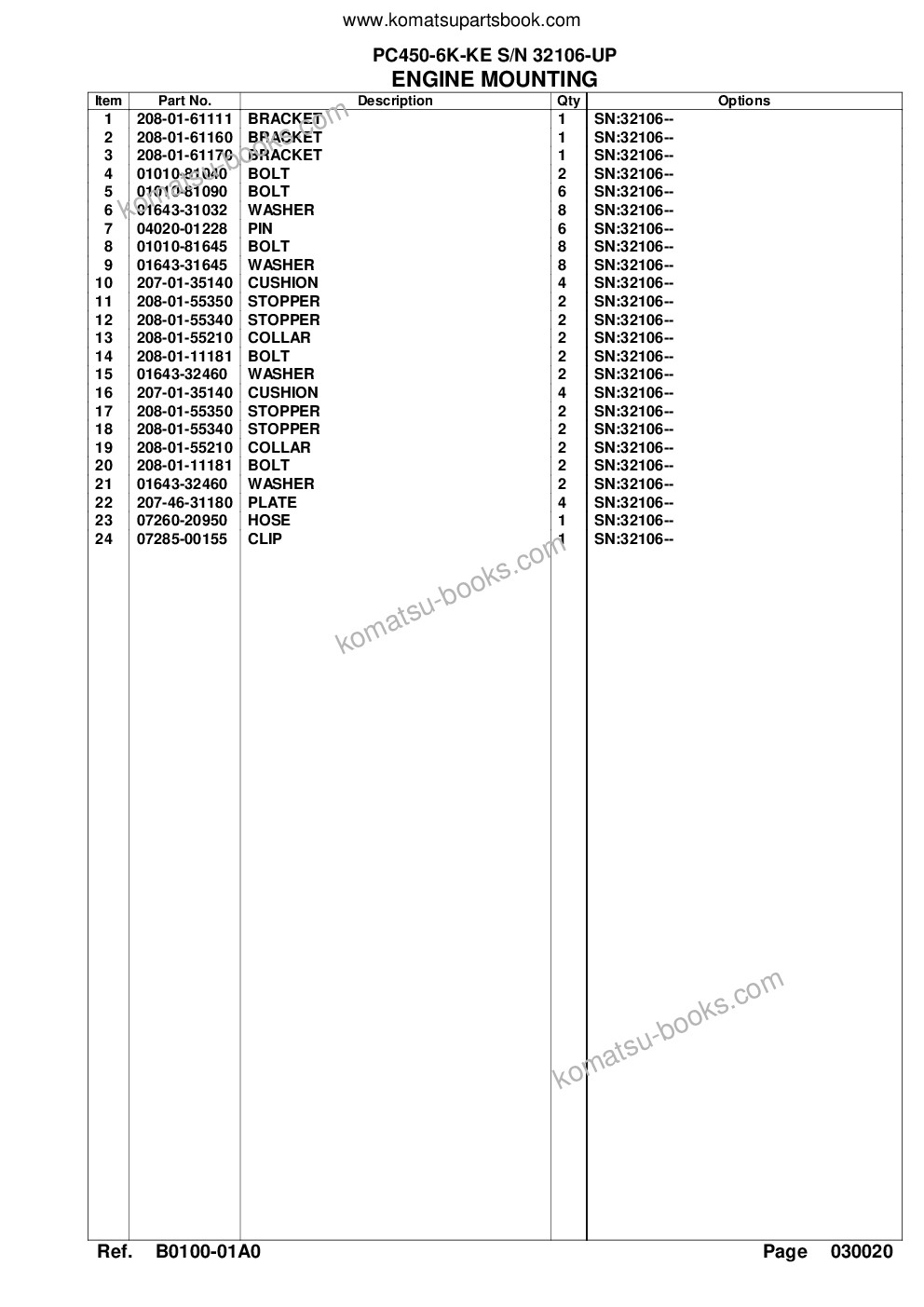 Komatsu pc450-6k-ke s/n 32106-up Parts catalog cover Page 6