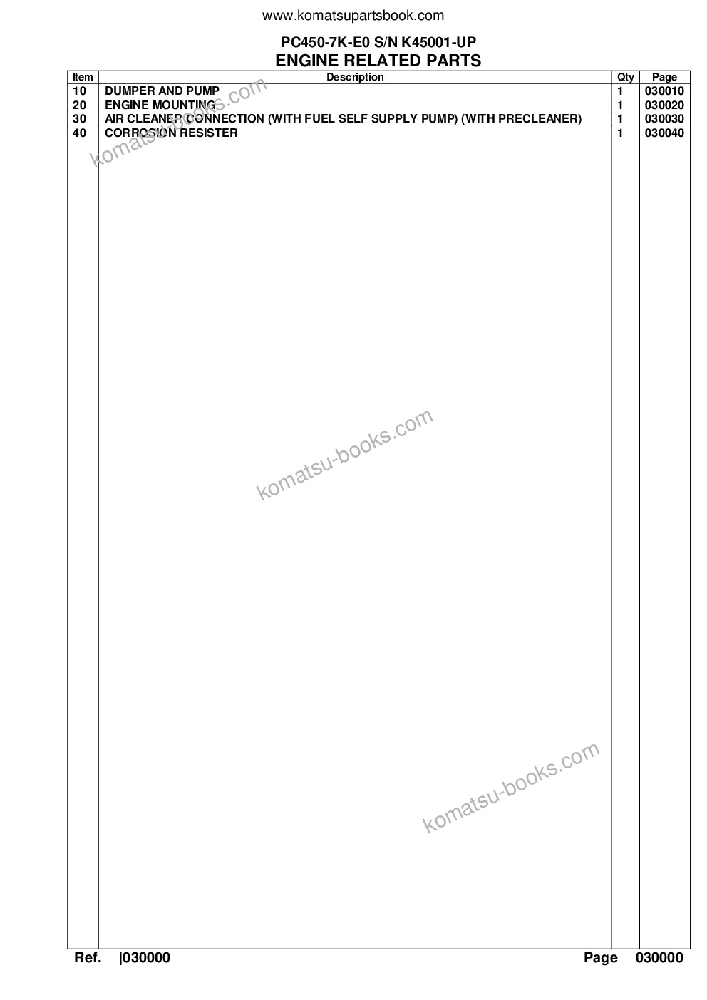 Komatsu pc450-7k-e0 s/n k45001-up Parts catalog cover Page 2