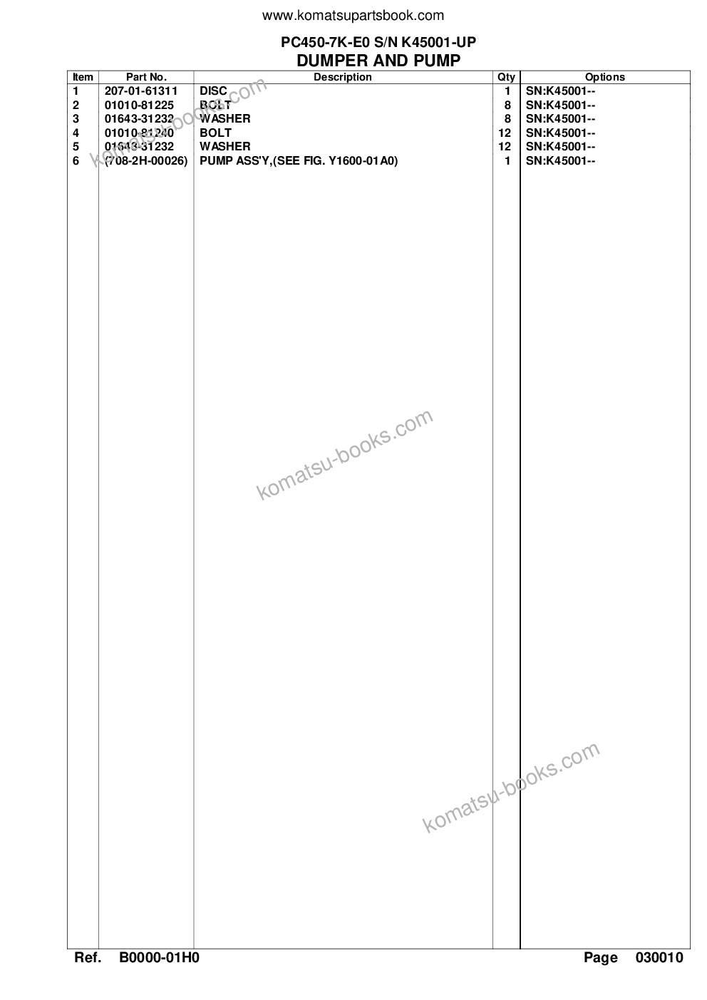 Komatsu pc450-7k-e0 s/n k45001-up Parts catalog cover Page 4
