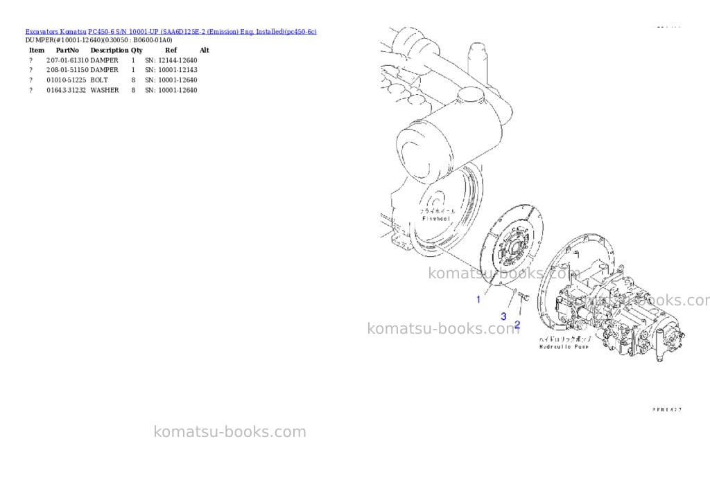 Komatsu PC450-6 S/N 10001-UP (SAA6D125E-2 (Emission) Eng. Installed) Parts catalog cover Page 4 Komatsu PC450-6 S/N 10001-UP (SAA6D125E-2 (Emission) Eng. Installed) Parts catalog cover Page 4