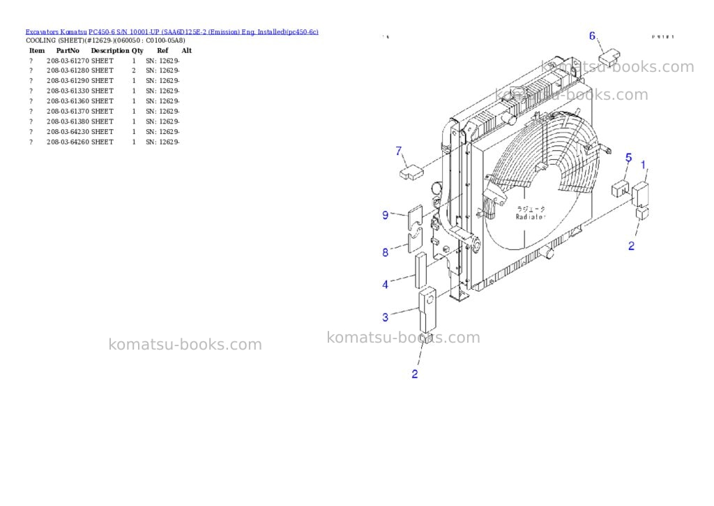 Komatsu PC450-6 S/N 10001-UP (SAA6D125E-2 (Emission) Eng. Installed) Parts catalog cover Page 9 Komatsu PC450-6 S/N 10001-UP (SAA6D125E-2 (Emission) Eng. Installed) Parts catalog cover Page 9