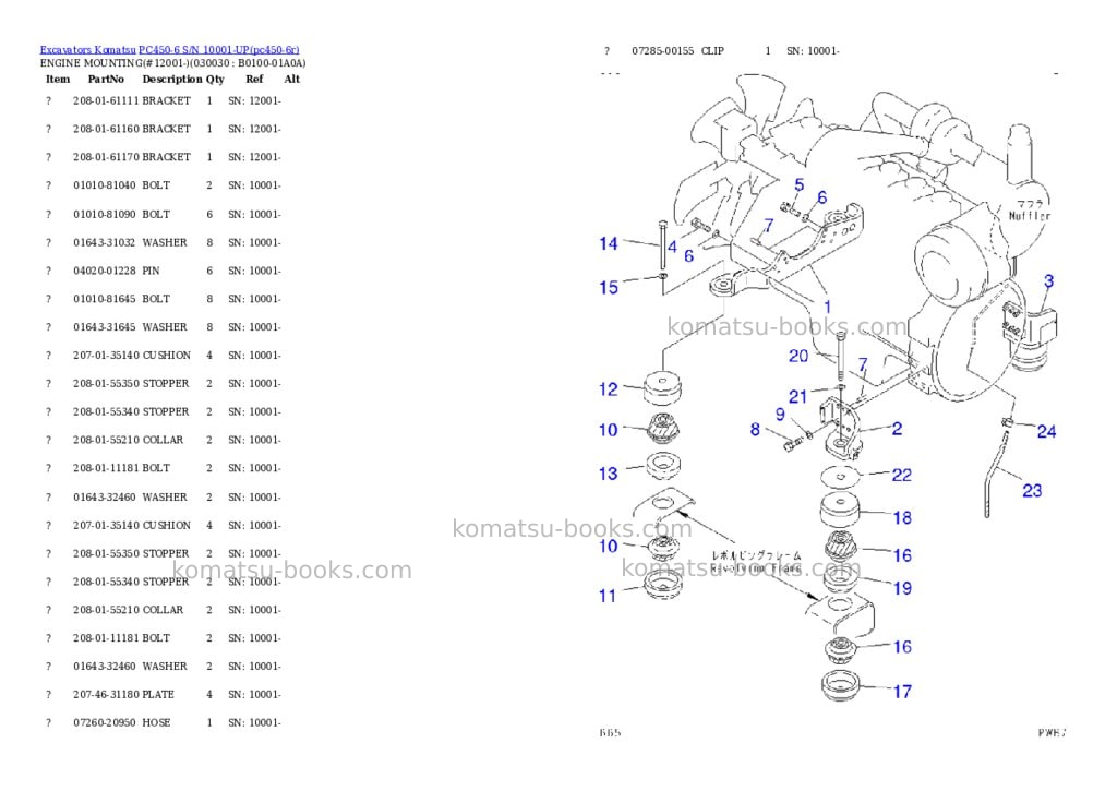 Komatsu pc450-6 s/n 10001-up saa6d125e-2 emission eng. installed Parts catalog cover Page 2 Komatsu pc450-6 s/n 10001-up saa6d125e-2 emission eng. installed Parts catalog cover Page 2