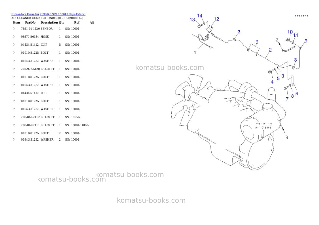 Komatsu pc450-6 s/n 10001-up saa6d125e-2 emission eng. installed Parts catalog cover Page 3 Komatsu pc450-6 s/n 10001-up saa6d125e-2 emission eng. installed Parts catalog cover Page 3