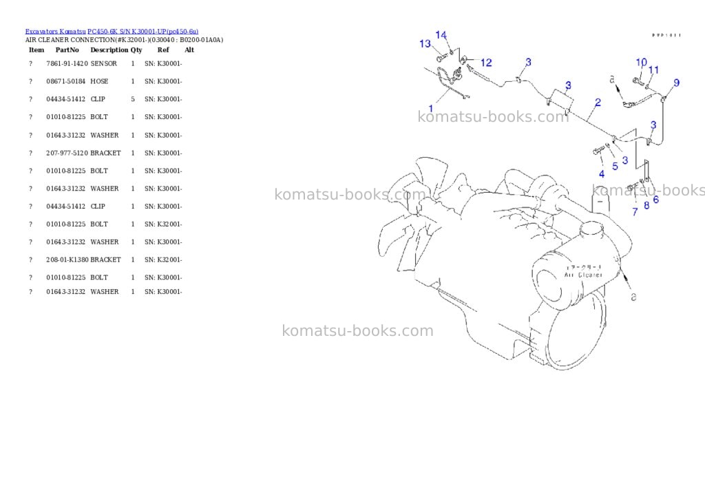 Komatsu pc450-6k s/n k30001-up Parts catalog cover Page 3