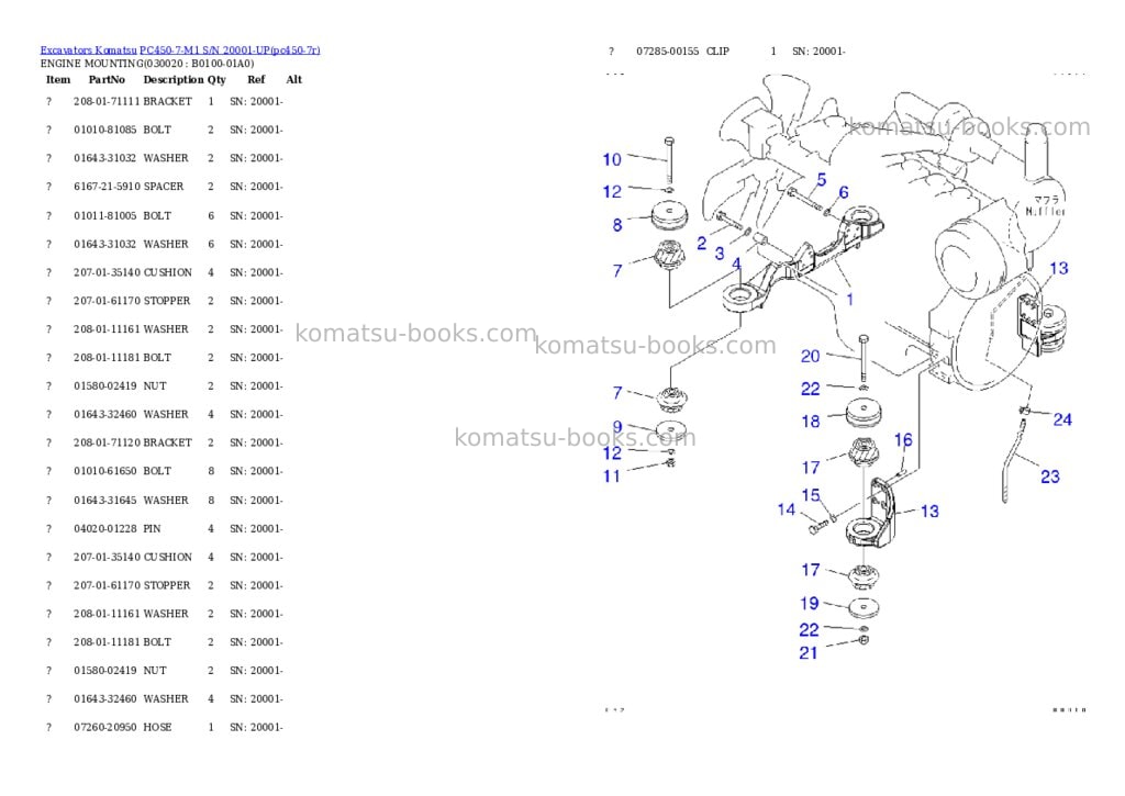 Komatsu pc450-7-m1 s/n 20001-up Parts catalog cover