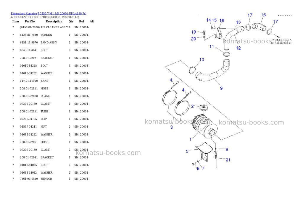 Komatsu pc450-7-m1 s/n 20001-up Parts catalog cover Page 2