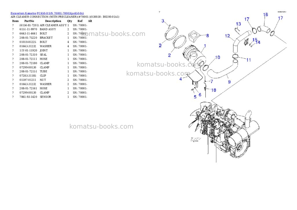 Komatsu pc450-8 s/n 70001-70003 Parts catalog cover Page 2