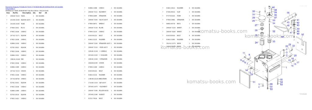 Komatsu pc450lcd-7k-e0 27 m high reach demolition s/n k45086-up Parts catalog cover