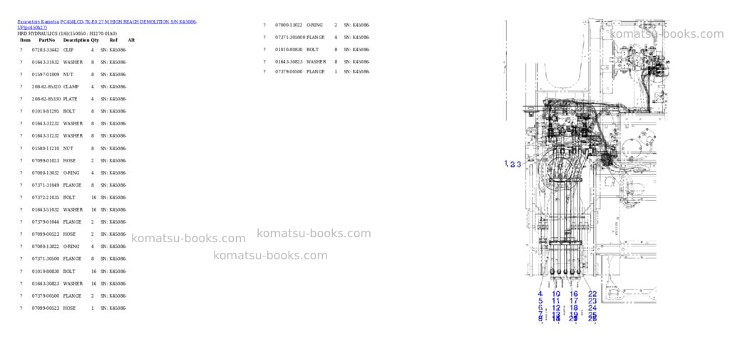 Komatsu pc450lcd-7k-e0 27 m high reach demolition s/n k45086-up Parts catalog cover Page 5
