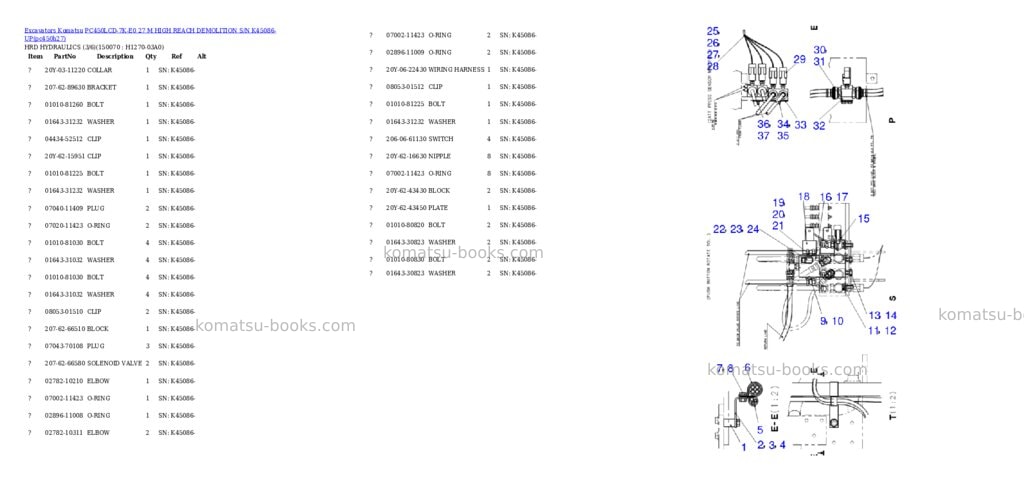 Komatsu pc450lcd-7k-e0 27 m high reach demolition s/n k45086-up Parts catalog cover Page 7
