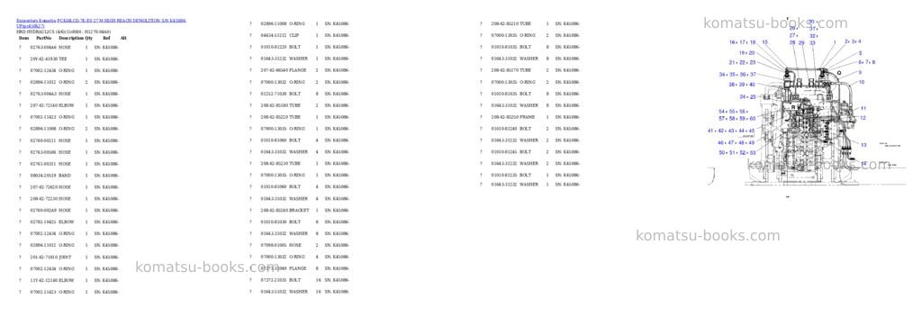 Komatsu pc450lcd-7k-e0 27 m high reach demolition s/n k45086-up Parts catalog cover Page 8